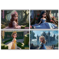 
          Альбом для рисования А4 12л., Alingar, на скрепке, мелованный картон (стандарт), 100 г/м2, "Принцесса у замка", 4 дизайна в пленке т/у