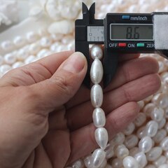 Жемчуг натуральный речной, рис, 8,1-16,6 мм, 1 нить, Ж030