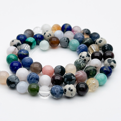 Натуральные камни микс, диаметр около 5,8-6,8 мм, цена за нить 60 шт