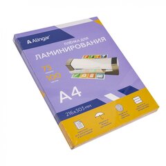 
          Пленка для ламинирования А4 216х303мм, Alingar, 75 мкм, 100л.