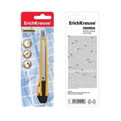 
          Нож канцелярский ERICH KRAUSE, 9 мм, auto-lock, пластик. корпус, желтый, европодвес