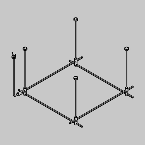 Готовая конструкция Maytoni Flarity квадратная двухуровневая на тросовых подвесах Hang без светильников и блока питания, платина TFC-Flar-H08-PT