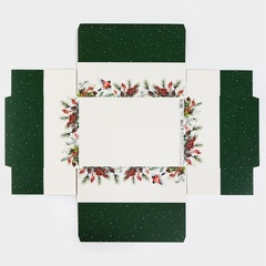 Коробка сборная одиночная Прямоугольник, С Новым годом, Снегири, 30*20*9 см