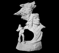 Силиконовый молд № 466 Индеец с волком