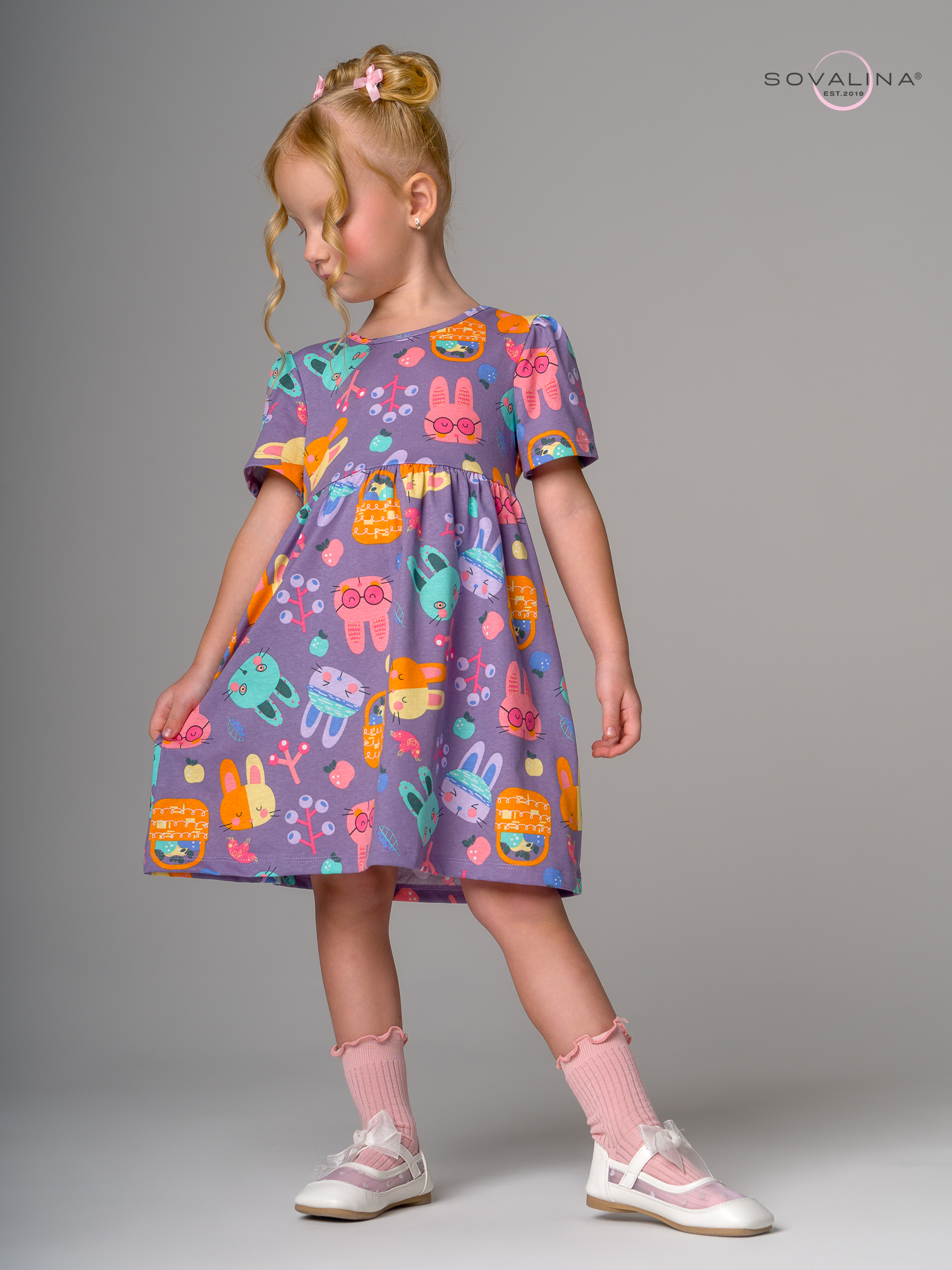 Платье Аленка к/р SG черничные зайки