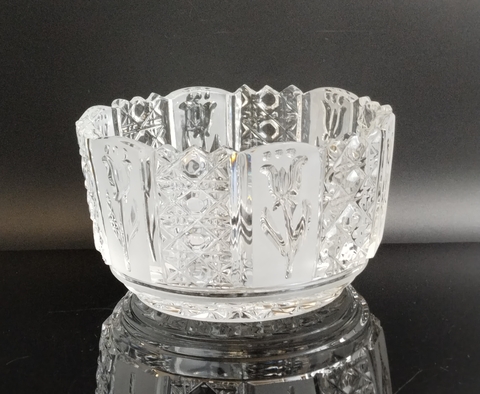 Ваза салатник хрустальный, изящное исполнение резного декора, цветы, алмазная грань, геометрический орнамент, редкий! винтаж СССР 1970-1990 гг