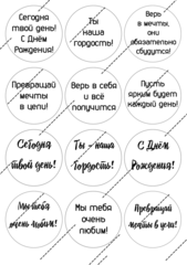 Вафельная Картинка на капкейки Пожелания ДР