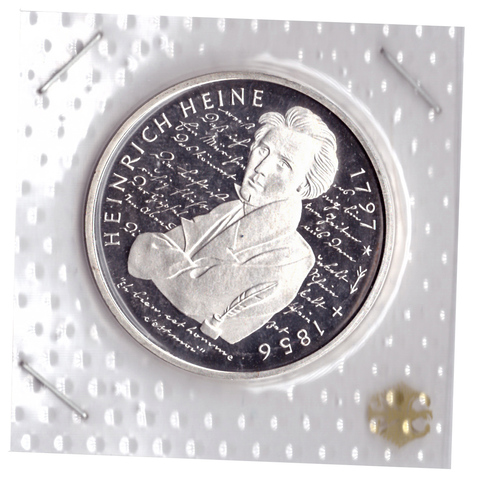 10 марок 1997 год (D) 200 лет со дня рождения Генриха Гейне, Германия. PROOF в родной запайке