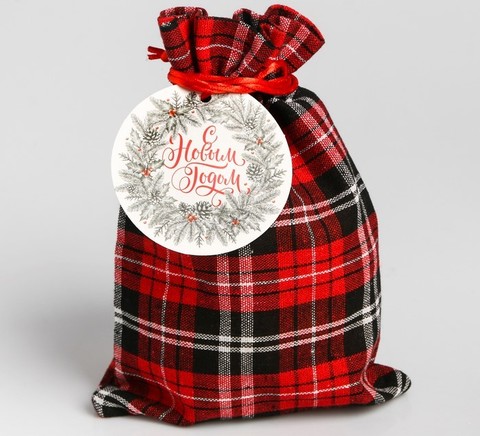 Мешок подарочный в клетку 