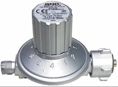 Регулятор давления GOK EN61V50, регулируемый 25-50 мбар (11 ступеней) 1 кг/ч с выходом 1/4, СНГ и KLF (универсальный)