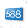 Номер на дверь 688, табличка на дверь для офиса, квартиры, кабинета, аудитории, склада, голубая 120х70 мм, Айдентика Технолоджи
