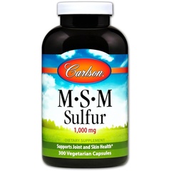 Carlson Labs, MSM Sulfur, 1000 мг, 300 вегетарианских капсул