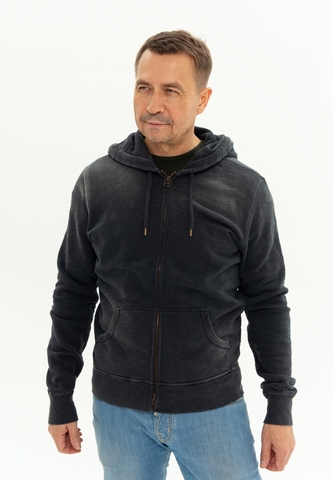 Худи Bowery NYC на молнии однотонное Used Vintage Black