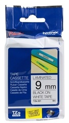 Ламинированная лента для наклеек Brother TZe-FX221 - ширина 9 мм, черный шрифт на белом фоне