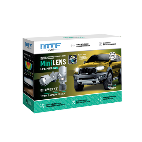 Светодиодные линзы MTF Light MiniLENS H4/H19 EXPERT