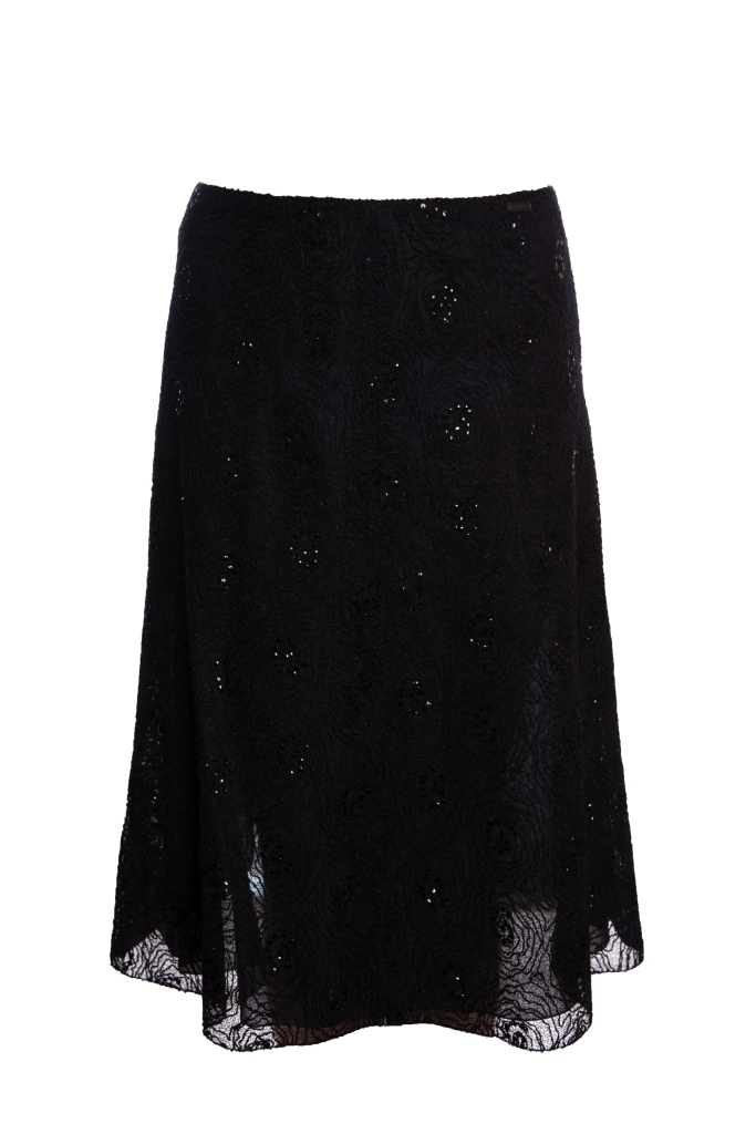 Вечерняя черная кружевная юбка, расшитая пайетками, Chanel, 38 размер.