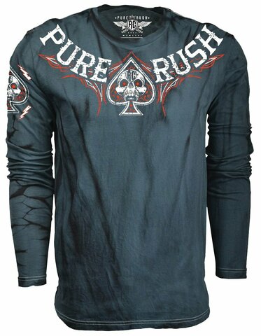 Rush Couture | Футболка лонгслив мужская FREEDOM RIDERS LONG SLEEVE Vintage Black RC240 перед