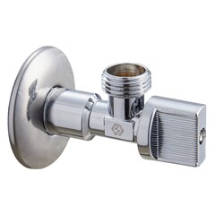 Кран латунный шаровой угловой MVI BV.464, DN 15-15, PN 10, хромированный, под гибкую подводку, штуцер, бабочка