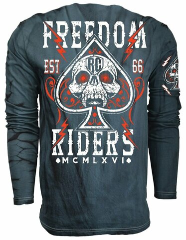 Футболка лонгслив FREEDOM RIDERS LONG SLEEVE Vintage Black Rush Couture