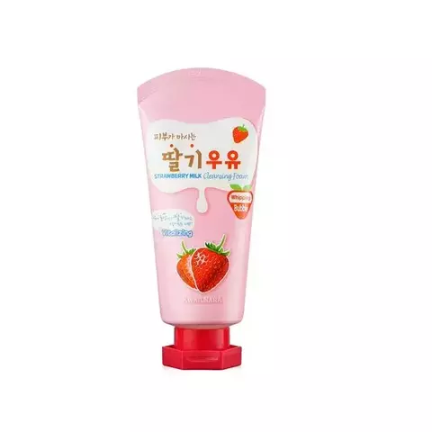 Welcos Kwailnara  Strawberry Milk Cleansing Foam Пенка для лица с экстрактом клубники