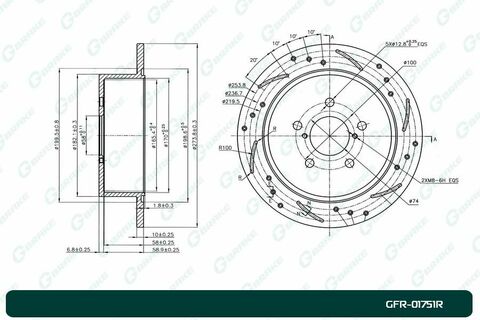 Диск тормозной перфорированный G-brake GFR-01751R правый