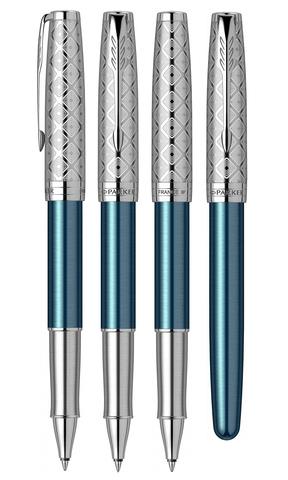 Ручка-роллер Parker Sonnet Premium 2021, T537, Metal & Blue Lacquer CT (2119745)