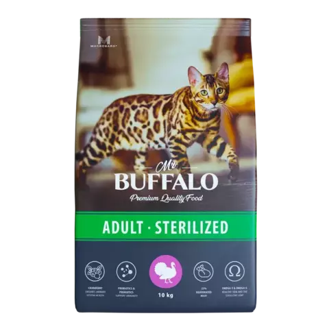 Mr.Buffalo STERILIZED Сухой корм для кошек (индейка) 10кг