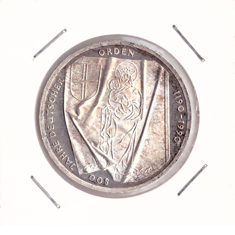 10 марок 1990 год (J) 800 лет Тевтонскому ордену, Германия. AU