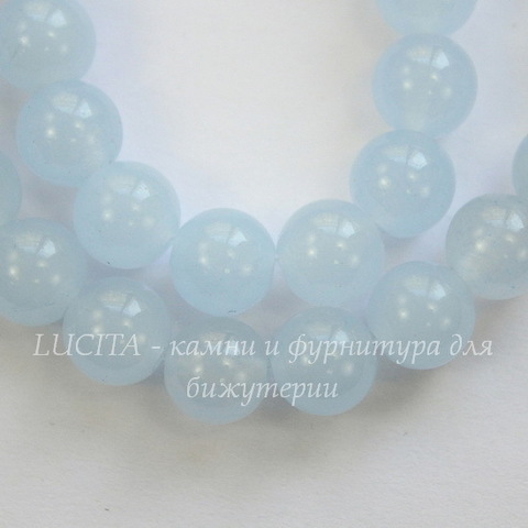 Бусина Жадеит, шарик, цвет - серо-голубой, 8 мм, нить