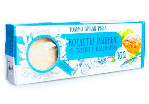 Котлеты рыбные из трески с кальмаром, 300г