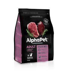 Сухой полнорационный корм для домашних кошек AlphaPet Superpremium (АльфаПет) 0,4кг с говядиной и печенью