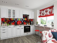 Прямая модульная кухня Прага-02 Белое дерево - Белый 2140*2800*600