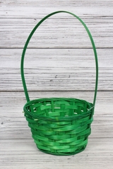 Корзина плетеная с ручкой (бамбук), Зеленый , D=17 см, H=9*30 см, 1 шт.