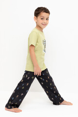 пижама  для мальчика  К 1599/лаймовый крем,цветные роботы