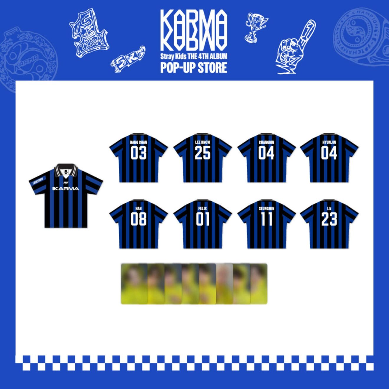 【未開封】StrayKids KARMA popup ユニフォーム フィリックス Футболка Stray Kids - POP-UP 'KARMA' UNIFORM T-SHIRT – купить в