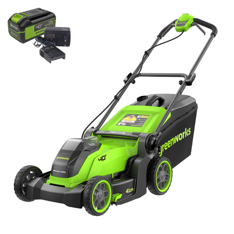 Газонокосилка Greenworks GD40LM411K4 40V (41 см) аккумуляторная, с АКБ 4 А/ч и ЗУ