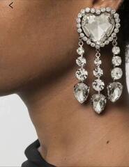 32153 -Серьги клипсы с подвесками с кристаллами и жемчугом в стиле Alessandra Rich