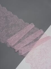 Кружево шантильи нежно-розовое неэластичное ширина 22 см купон 2.9 м