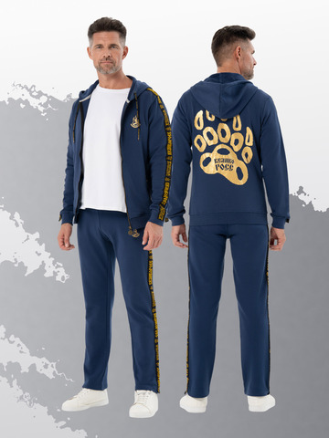 Толстовка на молнии «Лидер» цвета синего денима. Плотный футер