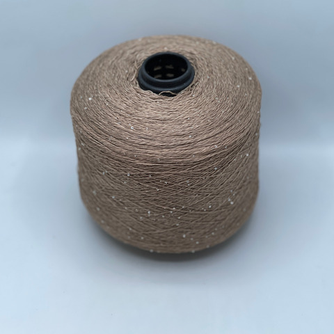 Бобинная пряжа, Linette Pailletes, 450м, 80% Лен, 20% Полиэстер(пайетка),Бежевый,неоднотонный+пайетка.37915