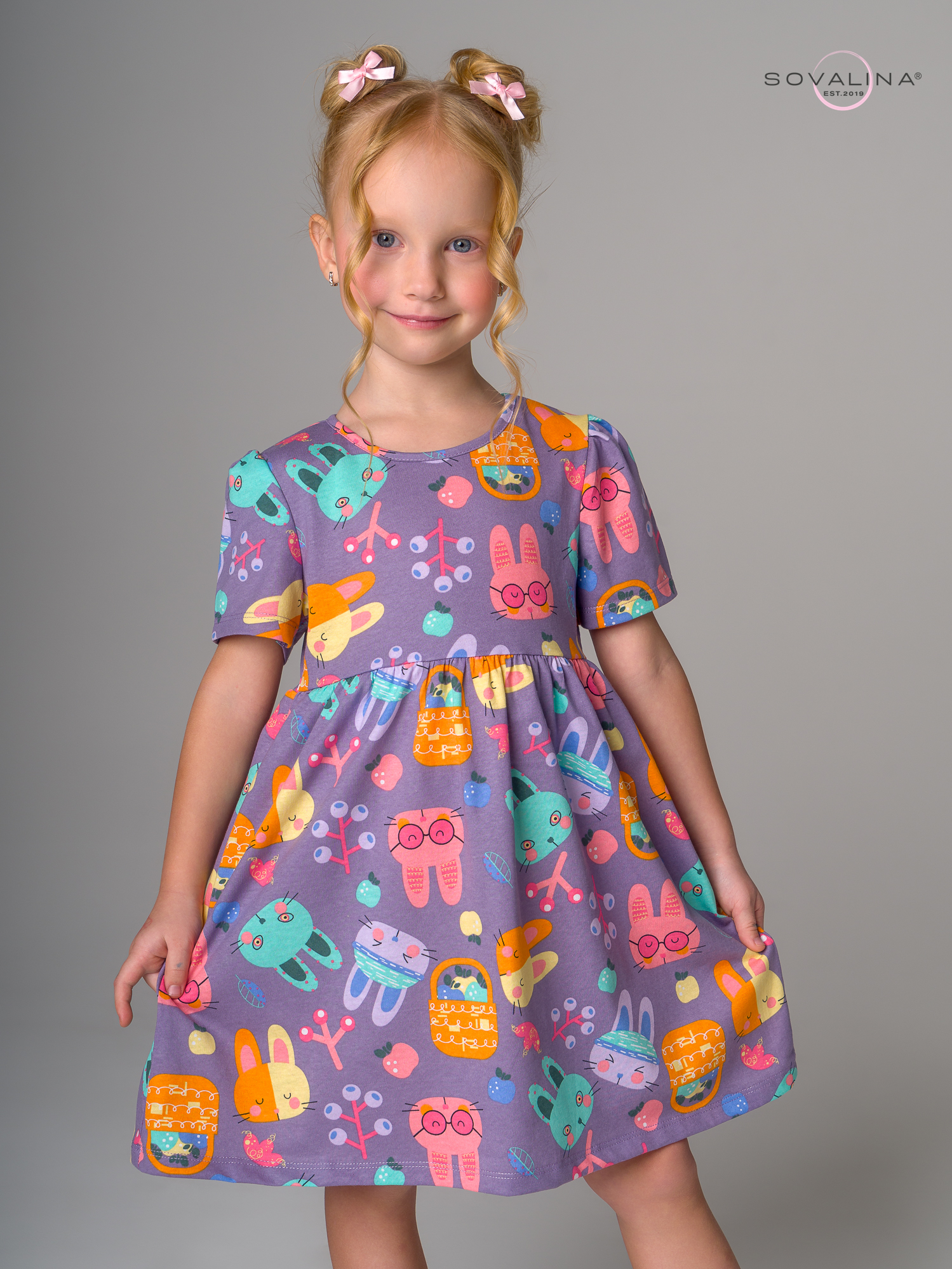 Платье Аленка к/р SG черничные зайки