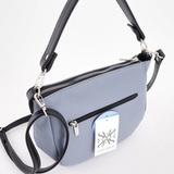 Сумка Саломея 1038 гладкий серо-голубой + черный