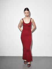 Платье макси красное