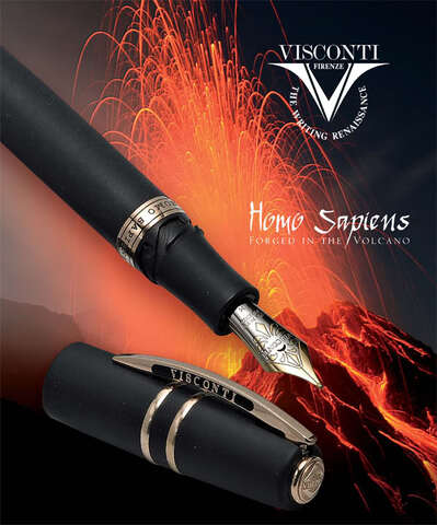 Ручка перьевая Visconti Homo Sapiens Steel Age Oversize, Black CT, Pd 23 K, F (Vs-591-99F)