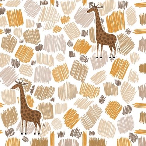 Ткань панель детская «Жирафы» 8 купонов, опт рулонами в Иванове