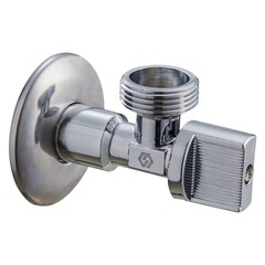 Кран латунный шаровой угловой MVI BV.464, DN 15-20, PN 10, для сантехнических приборов, штуцер, бабочка