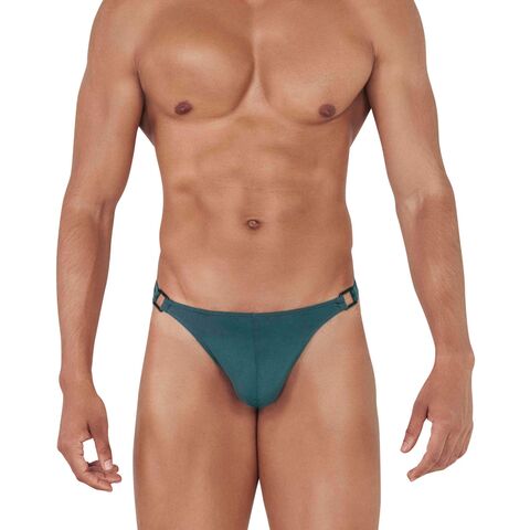 Зеленые мужские трусы-тонги с пряжками Flashing Thong - Clever Masculine Underwear 145510