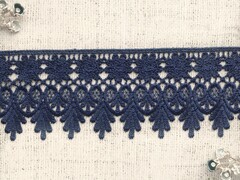 Кружево плетеное, ш. 8,5 см, тёмно-синий