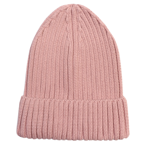 Пепельно-розовая вязаная шапка