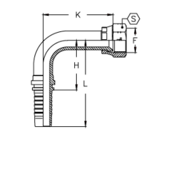 Фитинг DN 06 JIC (Г) 7/16 (90) удлинен. TIEFFE